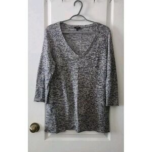 Talbots Women's Knit Sweater Pullover V-Neck Long‎ Sleeve Linen Silk Blue Gray L
